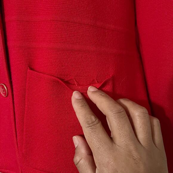 Talbots Women's Red 3 Button Front Blazer Jacket 100% Merino Wool Coat Sz Large - Picture 8 of 10